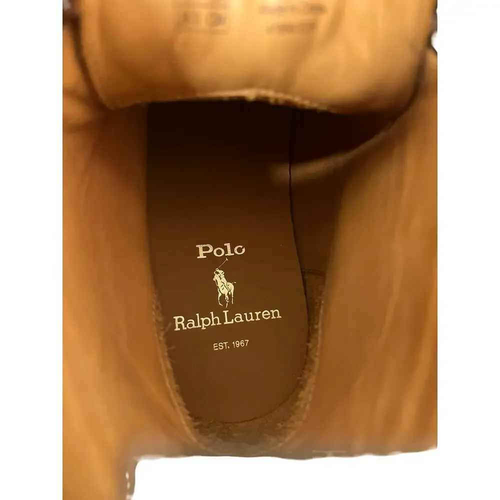Polo Ralph Lauren Asher Wingtip Boots Mens 8 Brown Leather Brogue Dress